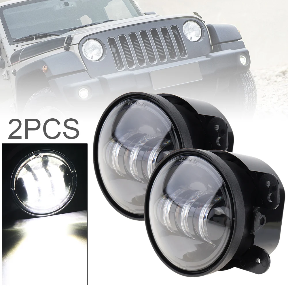 

2pcs 4 Inch Round LED Fog Lights 30W 3000LM Cool White 6500K Modified Off Road Fog Lamp for Jeep Wrangler Grand Cherokee SUV