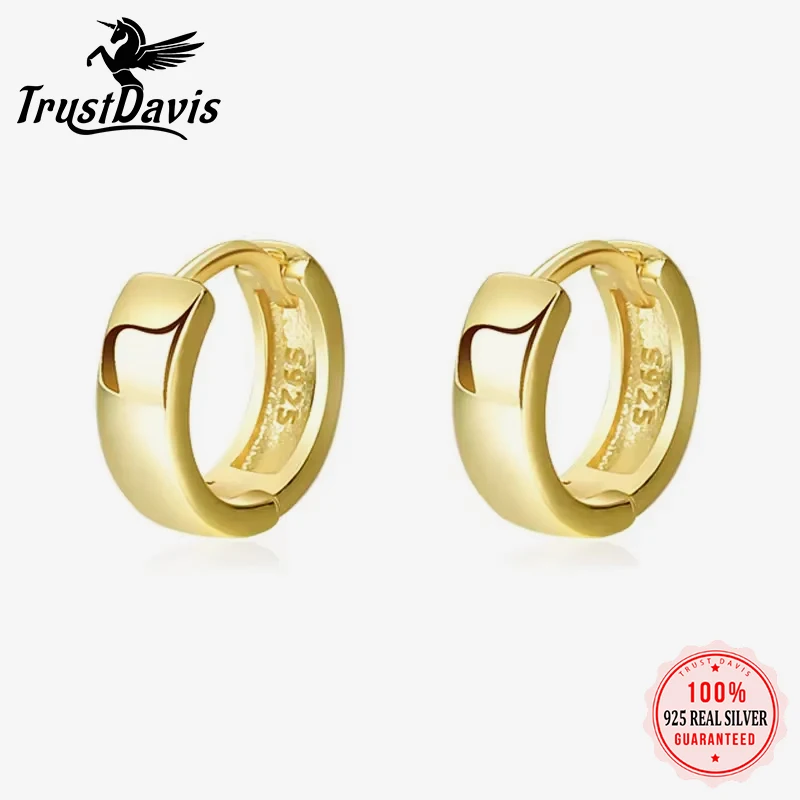 TrustDavis реальные 925 стерлингового серебра детские серьги модные 18K золото мини