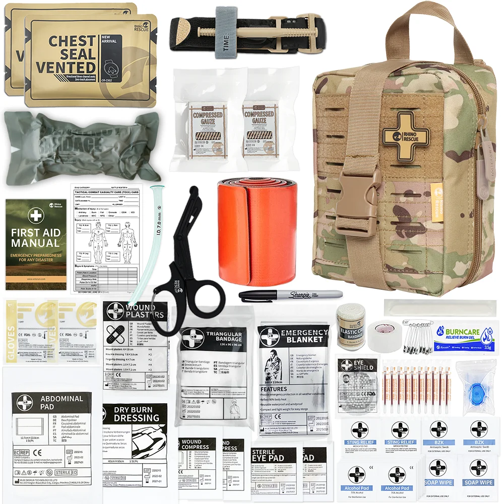 

RHINO IFAK Trauma Kit First Aid Medical Pouch Emergency Survival Gear and Equipment with Molle Car Travel Hiking