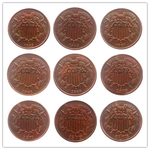 

United States A Set Of Two cents 1865-1873 9pcs Copy Coins