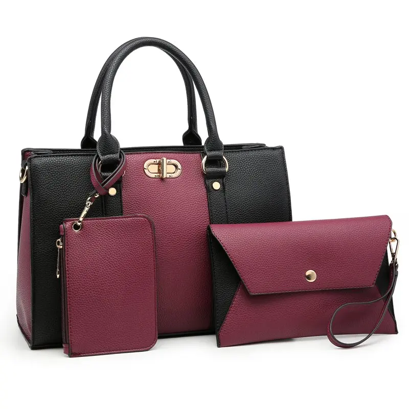 

3Pcs Set Women Fashion Satchel with Matching Wallet and Wristlet