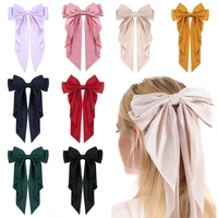 ncmama adult big bow hair clip for women solid color satin large bows hairpins girl hair accessoires headwear 20x37cm 1pc