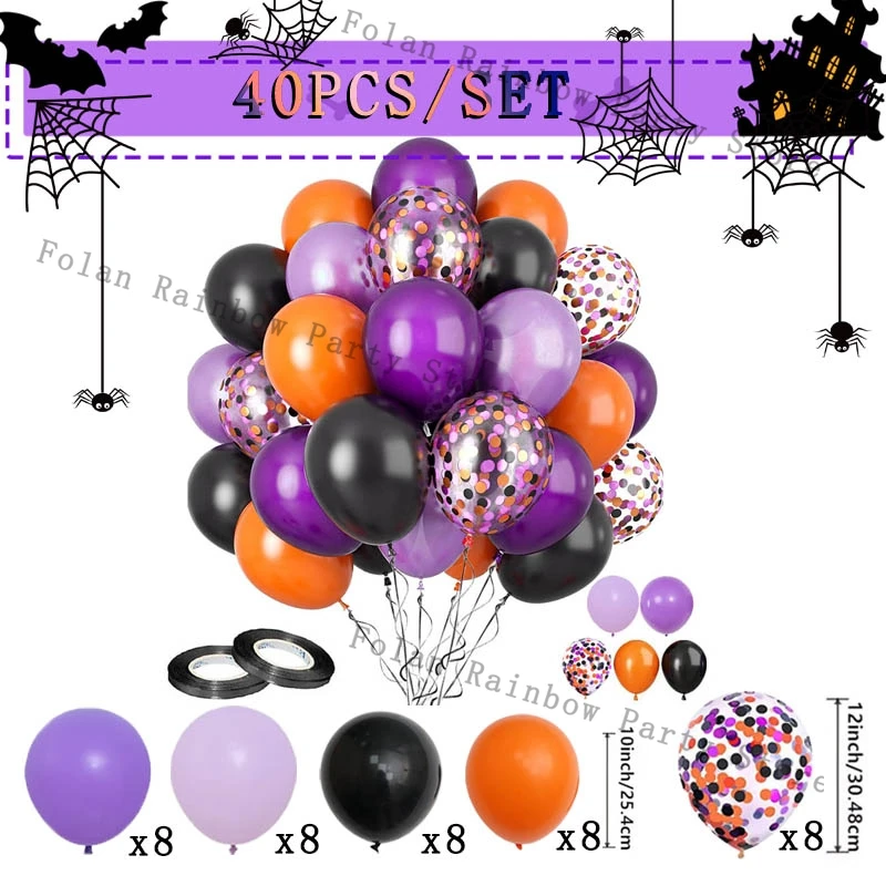 

Набор воздушных шаров 40 шт., черный, оранжевый, фиолетовый