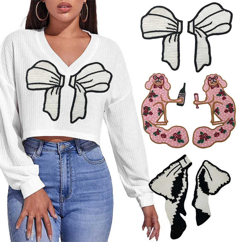 

Bowknot Patches Sew on Clothing Embroiderei Biker Patch Diy Applique Clothing T Thirt，Dress，Jacket Women Sticker Scrapbooking