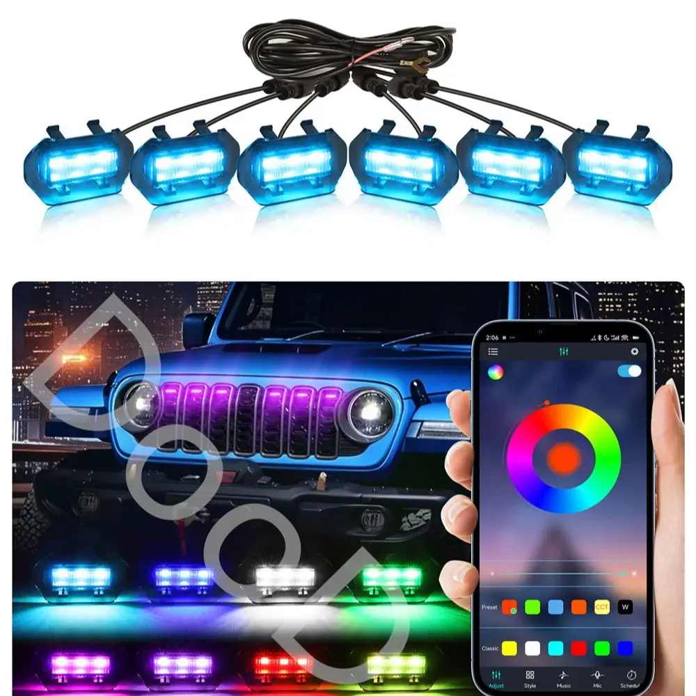 

Передняя решетка, подходит для Jeep Wrangler JL JLU 2024 2025 2026, решетки RGB, аксессуары для освещения решетки