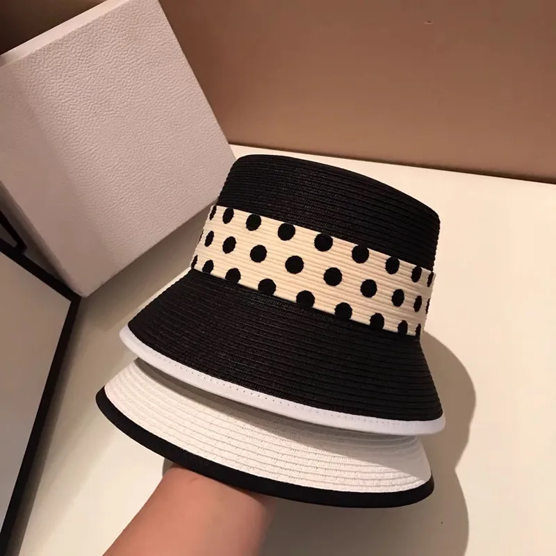 

Summer Wave Point Straw Hat French Romantic Vintage Bucket Hat Fashionable Lady Outdoor Travel Elegant Beach Sun Hat YF0666