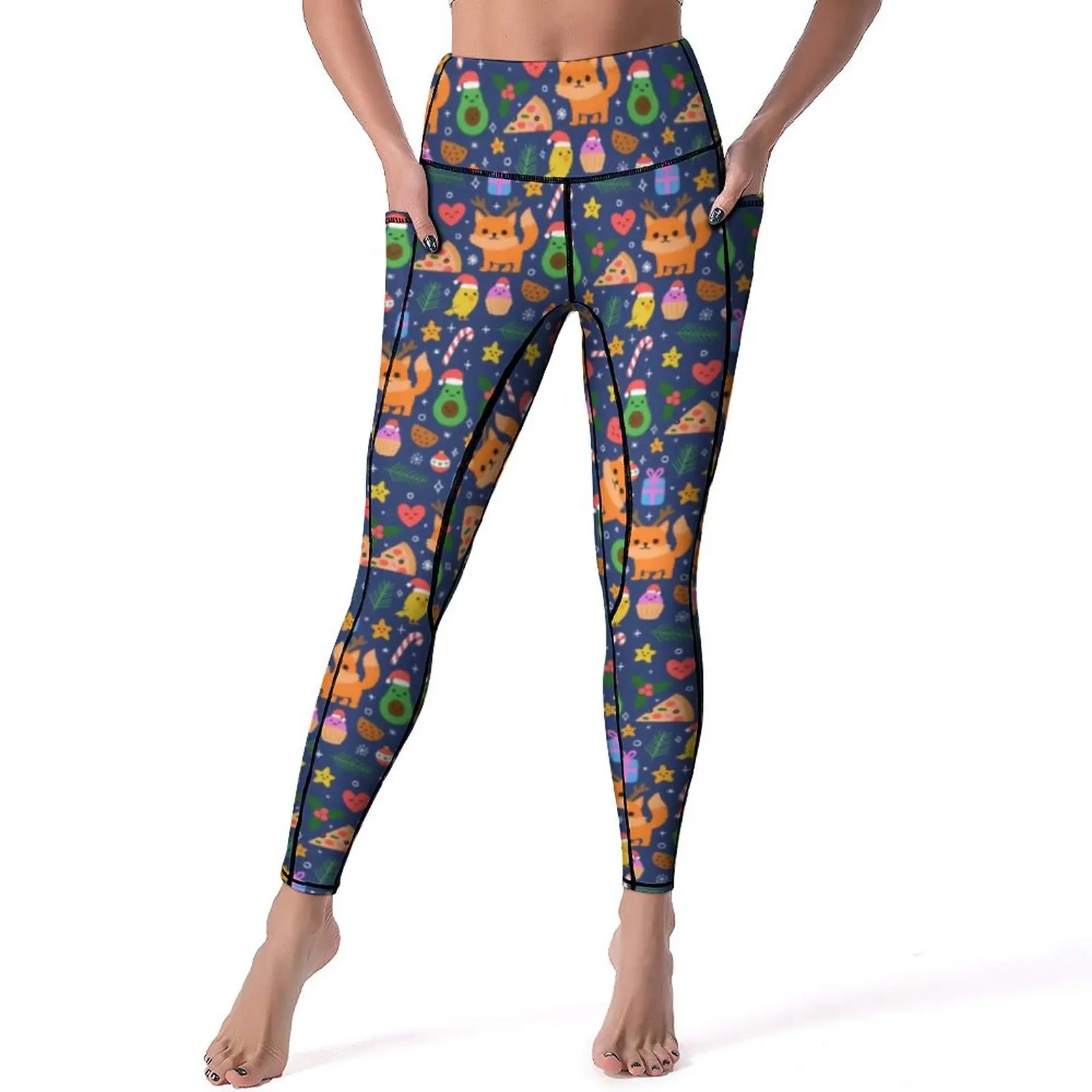 

Cute Fox Print Leggings Funny Christmas Fitness Gym Yoga Pants Women Push Up Aesthetic Leggins Sexy Stretch Graphic Sport Tights
