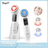 ckeyin 5 in 1 ems facial massager ultrasonic vibration anti wrinkle photon therapy face lifting skin rejuvenation hot compress