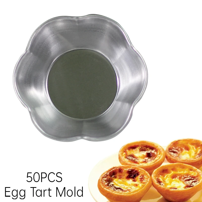 

10PCS Egg Tart Mold,Cupcake Cake Cookie Bakeware Muffin Mold Tin Pan Baking Tool,Aluminum Round Reusable Nonstick Dessert Mold