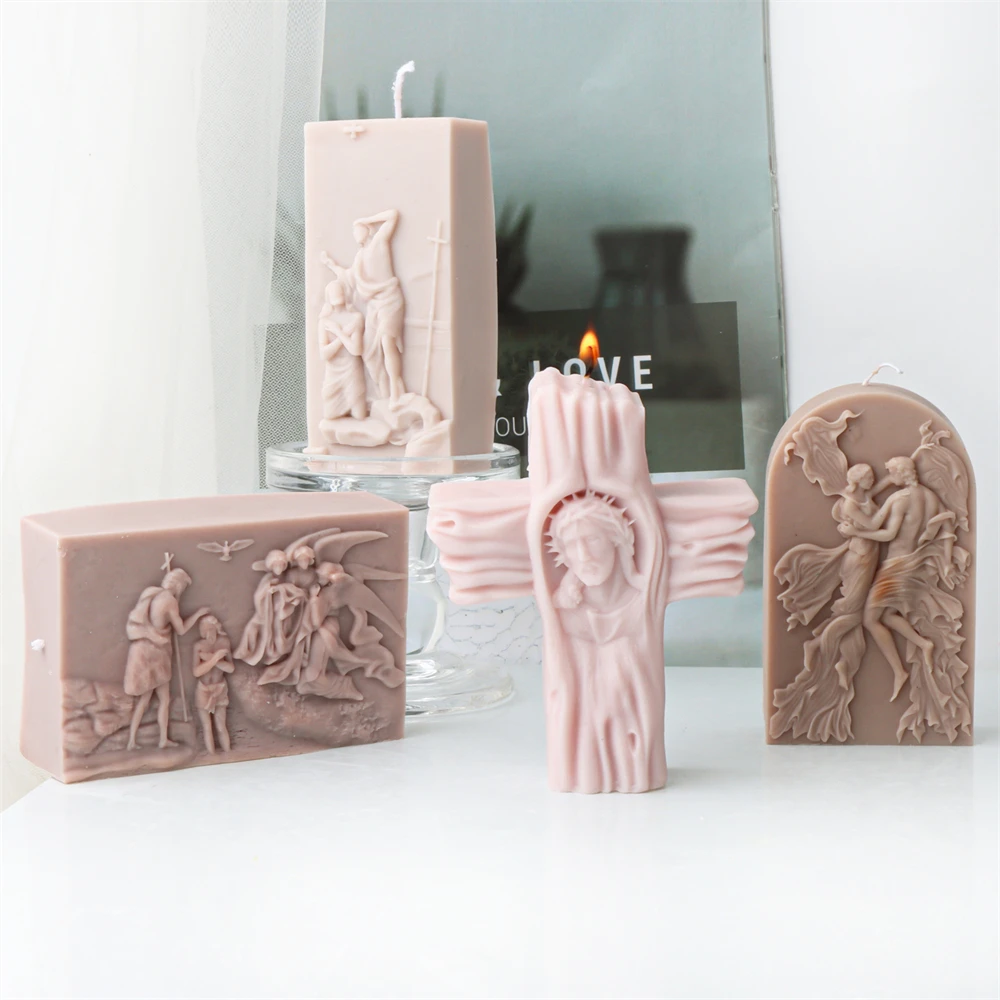 3D Статуя Креста Иисуса Силиконовая Форма Для Свечи Католическая Апостольная