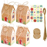 24 sets christmas advent calendar kraft packaging box gift small candy bag paper bag kraft cookies boxes xmas party supplies