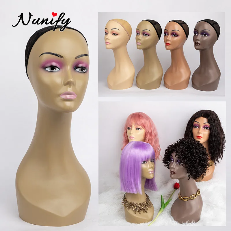 Nunify 6Pcs New Style Female Bald Manequin Head Cosmetology Pratice African American Manikin Head For Wig Display With Makeup