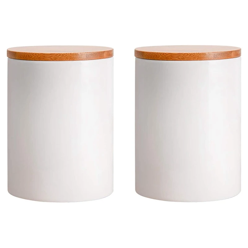 

Керамическая пищевая банка из 2 предметов с бамбуковой крышкой, керамическая банка для кофе, герметичная банка для хранения