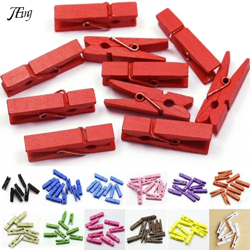

20pcs Colorful Mini Wooden Clothes Pin Paper Craft Clips Scrapbook Clothespin Photo Paper Peg Event Party Decoration