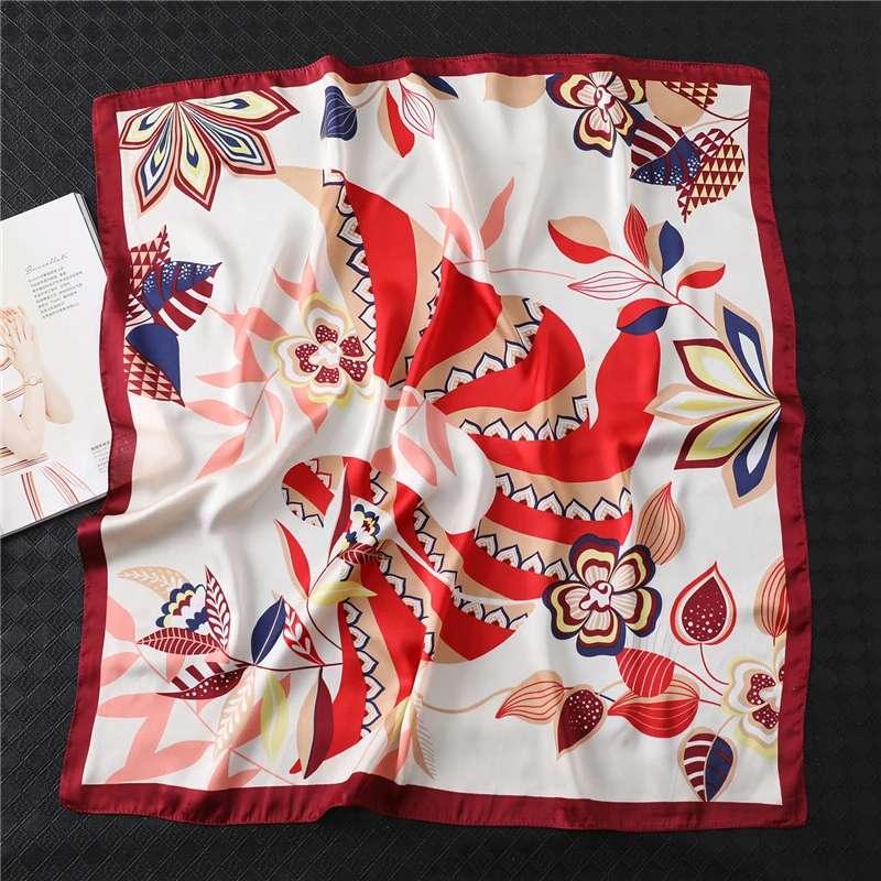 

Luxury Silk Square Scarf Women Print Satin 70cm Neck Tie Female Hair Band Wrist Foulard Bandna Shawl Wrap Hijab Kercheif