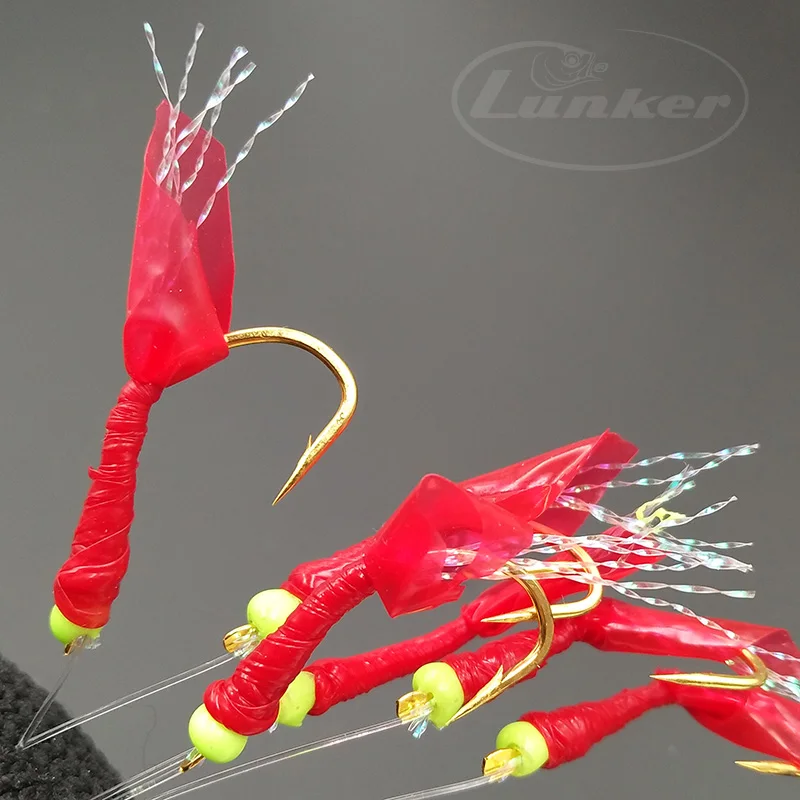 

Lunker sabiki red rubber glow