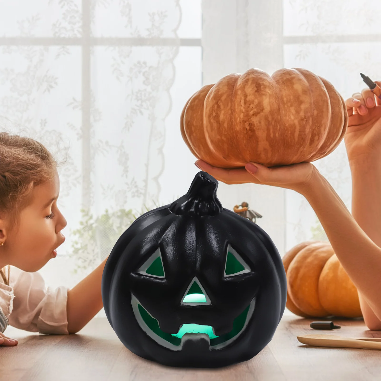 Хэллоуин Тыква Лампа Лицо Светодиодный Свет Вечеринка Украшение