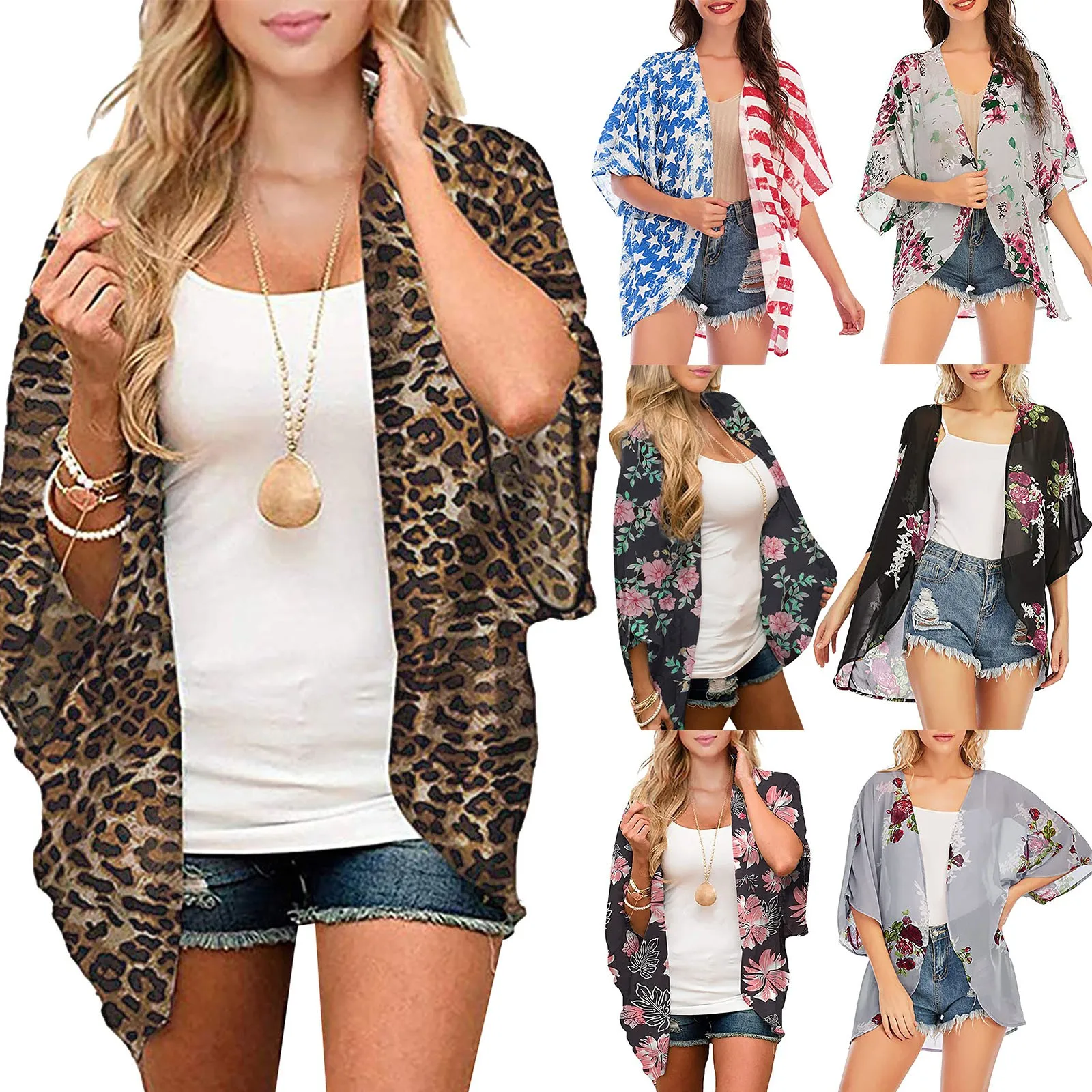 

Women's Swimwear Cover Ups Bottoms Women's Summer Swimsuit Beach Wear Leopard Kimono Cover Bathing Suit Cover up plus Size Women
