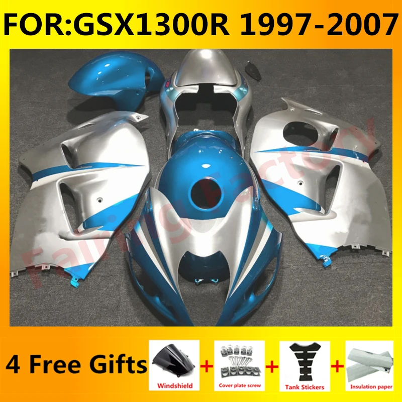 

Обтекатели для мотоциклов GSXR1300 1997 1998 2007 2006 2005 GSX1300R GSXR 2004 1300 2003 2002 2000 комплект обтекателей синий серебристый