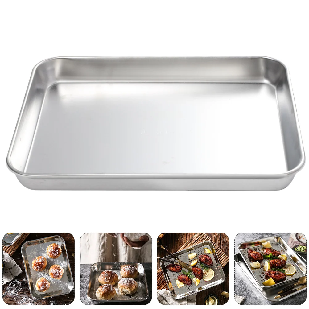 

Baking Pan Stainless Steel Plate Tray Cake Sheet Pans Bake Reusable Roll Jelly Metal Cookie Racks Platter Serving Ovendish