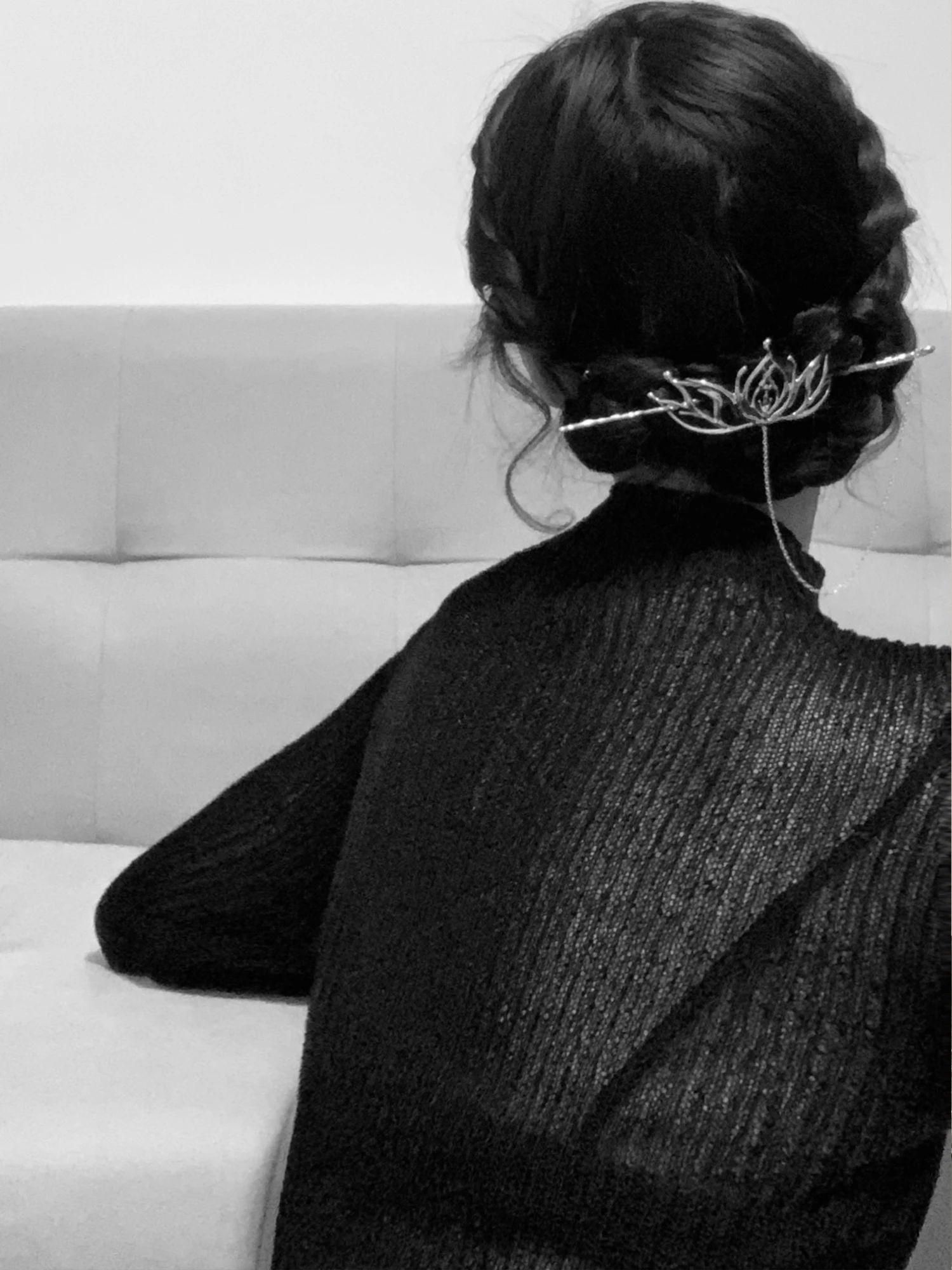 Женские длинные шпильки для волос серебристые металлические с цветочным принтом