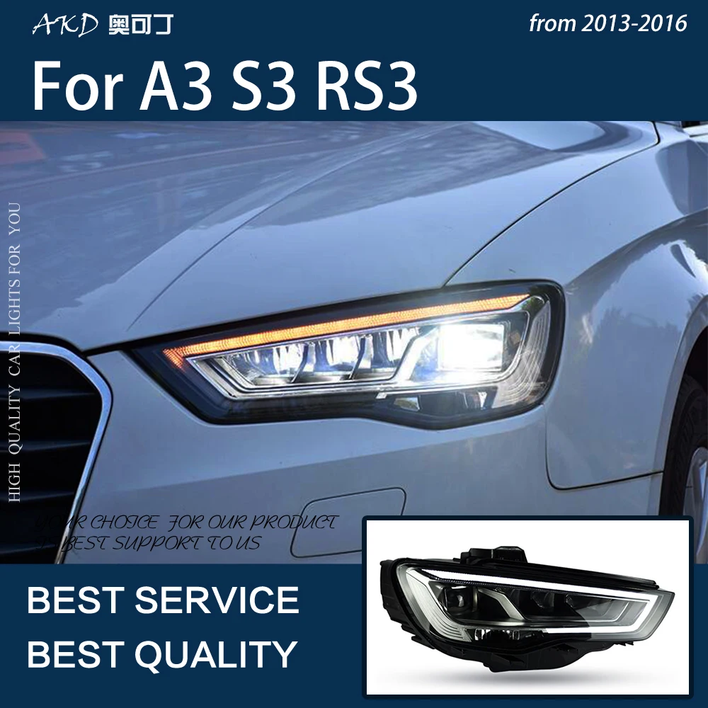 

Car Lights For Audi A3 8V Sedan Sportback 2013-2016 S3 LED Auto Headlight Assembly Upgrade Bicofal Lens LHD RHD Accessories Kit