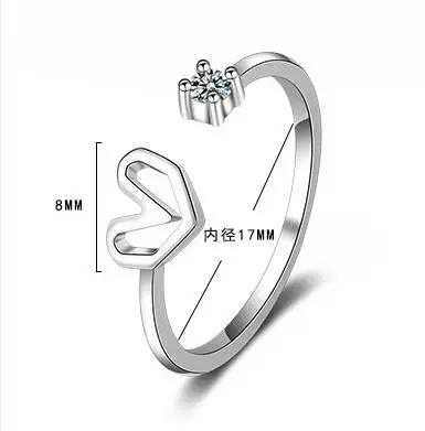 100% стерлинговое серебро 925 пробы модные женские кольца с полым сердечком CZ размер