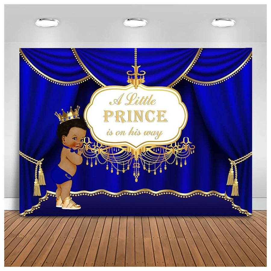 

Royal Blue Prince Backdrop Royal Curtain Baby Shower Photography Background Vinyl Prince Baby Shower Party Banner Photo Booth
