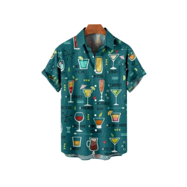 New Fashion Men's 3D Printed Shirt Summer Short Sleeve Single Row Button Loose Oversized Plant Pattern Trend 6