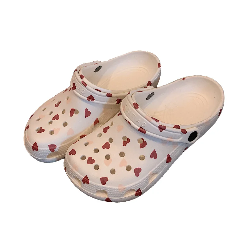 Summer Graffiti Cute Lazy Garden Shoes Women Student Campus Thick Slides EVA Quality Heart-Shaped Lady Outdoors Beach Slippers