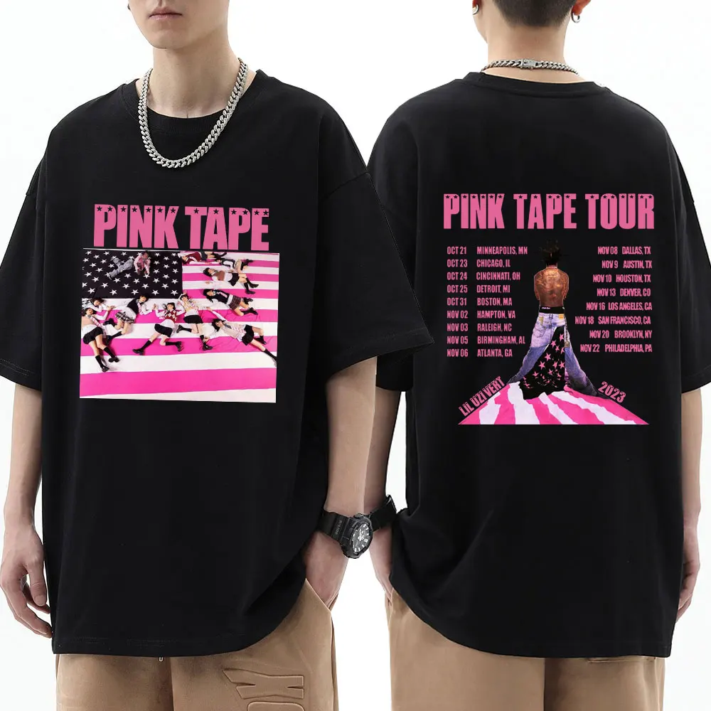 

Футболка Limted Rapper Lil Uzi Женская, 2023, футболка с розовой лентой для турнира, концерта, Мужская эстетичная хлопковая Футболка в стиле хип-хоп, уличная одежда унисекс