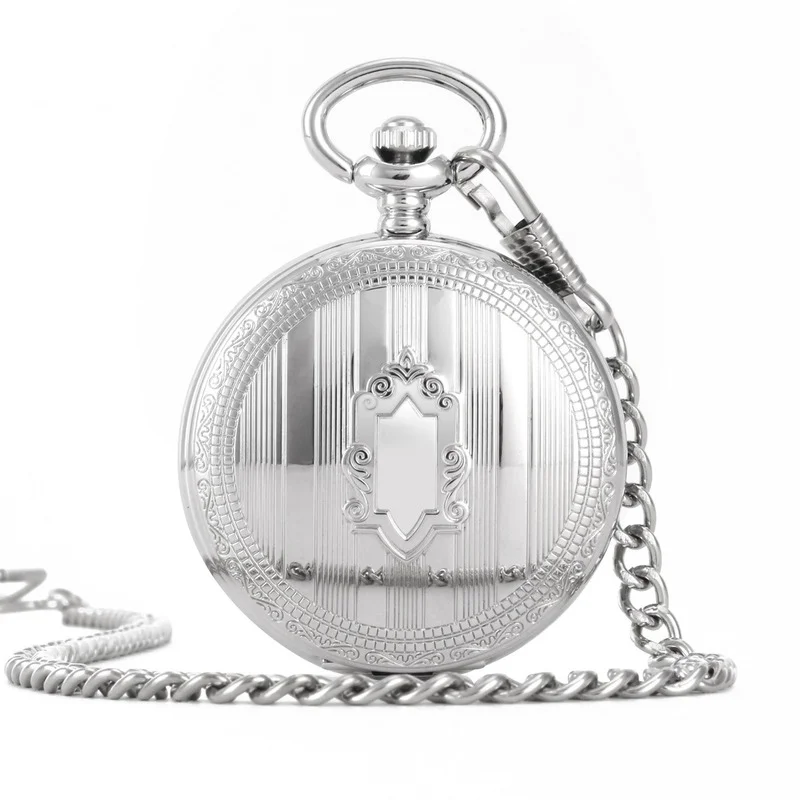 Silver Mechanical Hand Wind Antique Pocket Watch Exquisite Blue Roman Numerals Display Skeleton Pendant Clock Gifts Elder