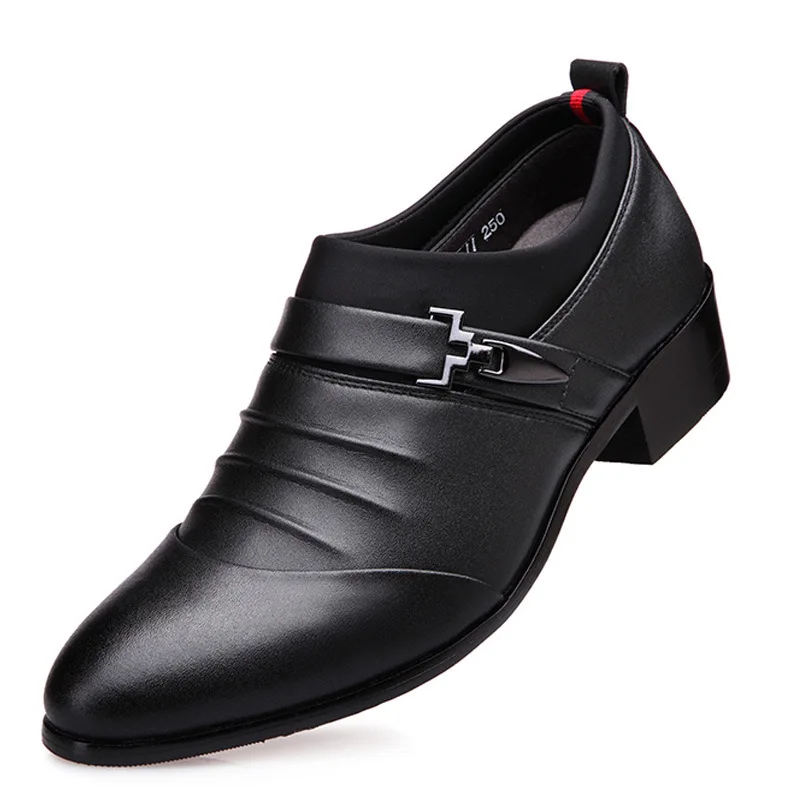 

Classic Men Dress Shoes Slip on Black Leather Shoes for Men Point Toe Business Casual Men Formal Shoes for Wedding