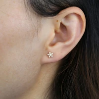 high quality gold silver plated women lady 925 sterling silver stud earring with white opal stone paved star earring for party