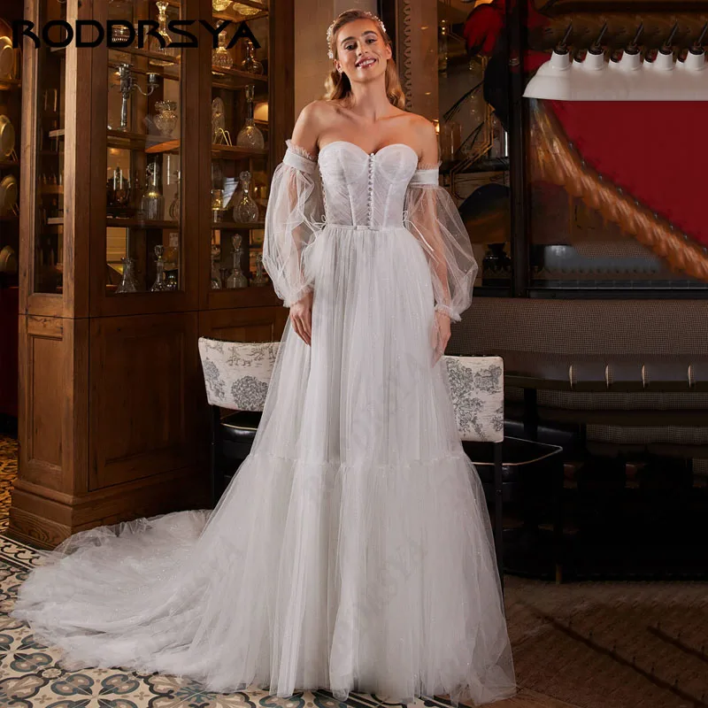 RODDRSYA 2024 изысканные свадебные платья а-силуэта сексуальные кружевные буффами на
