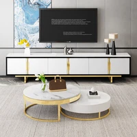 Gold Legs Metal Coffee Table Luxury Marble Sets Glass Round Center Mobile Side Table Balcony Floor Table Basse Furniture