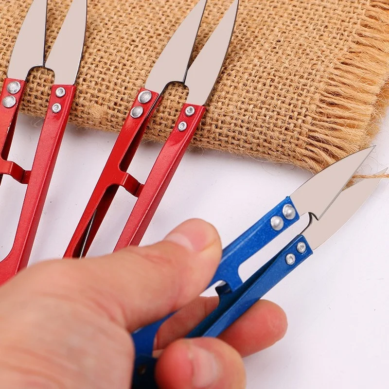 

U-shaped Plastic Spring Yarn Scissors Cross Stitch Thread Head Scissors Fishing Line Sewing Household Color Small Shears
