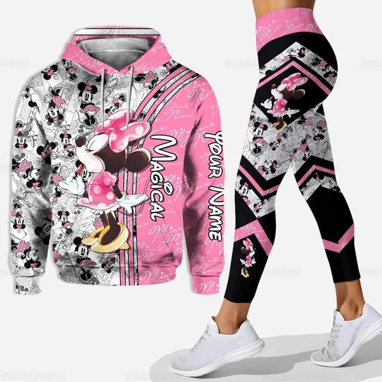 CustomizeName Minnie Hoodie Women's Set Yoga Pants Sweatpants Womens Disney Leggings Fashion Tracksuit