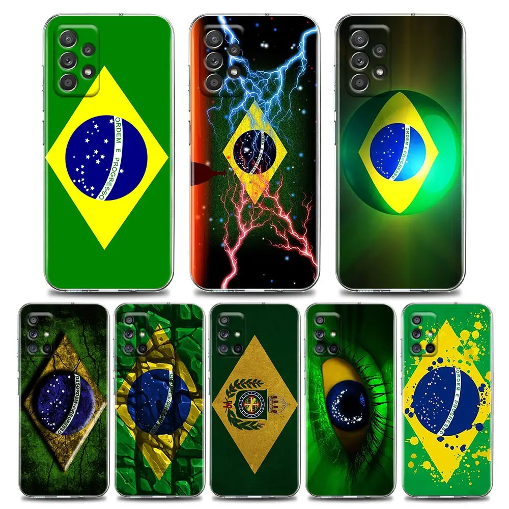 

Brazil Brazilian flag Clear Phone Case for Samsung A01 A02 A02s A11 A12 A21 S A31 A41 A32 A51 A71 A42 A52 A72 Soft Silicone