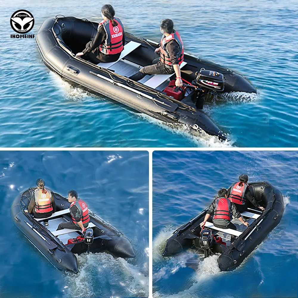 

1.2MM PVC Inflatable Rowing Boat 2-4 Person Assault Boats With Air Deck Anti-collision Fishing Speed Raft Kayak Accessories