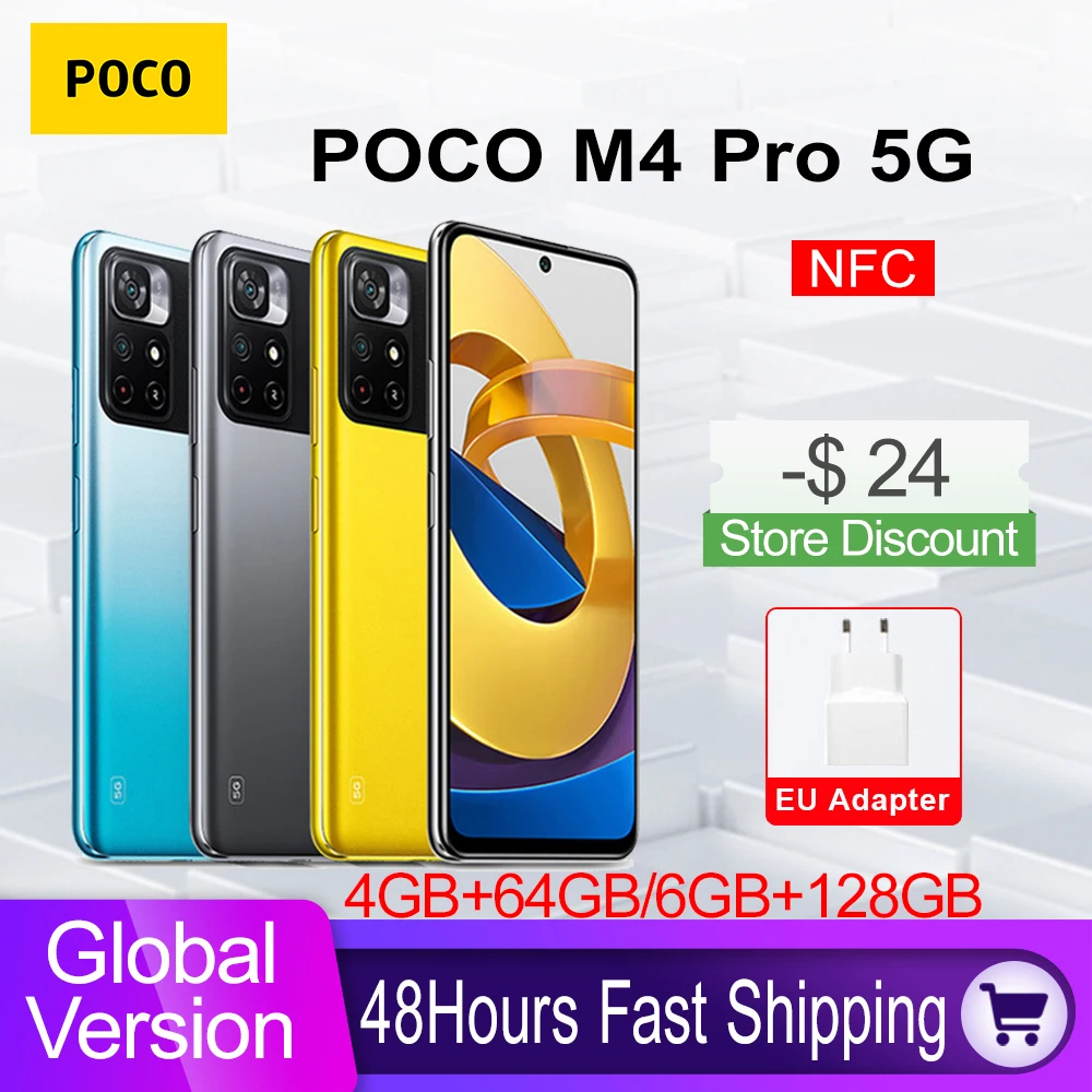 global version poco m4 pro 5g smartphone nfc 6gb 128gb dimensity 810 octa core 6 6 90hz fhd dotdisplay 50mp 33w pro 5000mah free global shipping