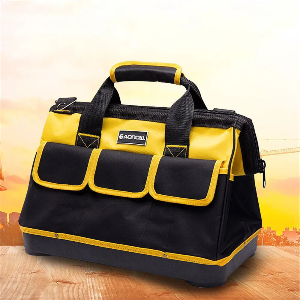 

14/16/18/20in Tool Bag Electrician Bag Wear-Resistant Heavy Duty 1680D Oxford Waterproof New Yellow Tool Storage Tool Box