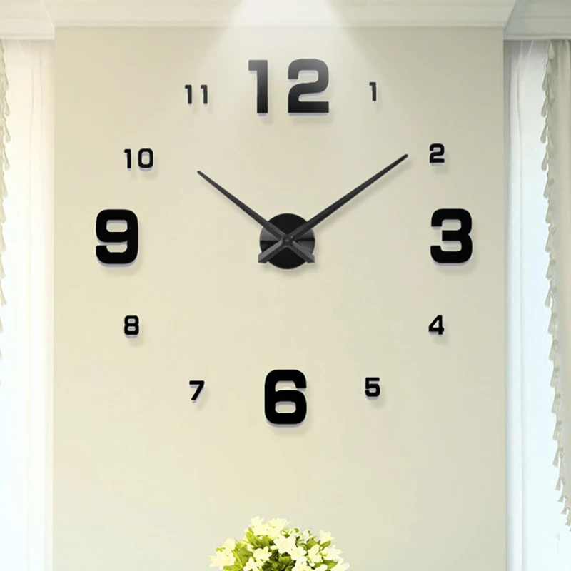 

Large 3D Wall Clock DIY Quartz Clocks Mirror Wall Stickers Wall Decal Home Living Room Office Decor Self Adhesive Hanging Watch