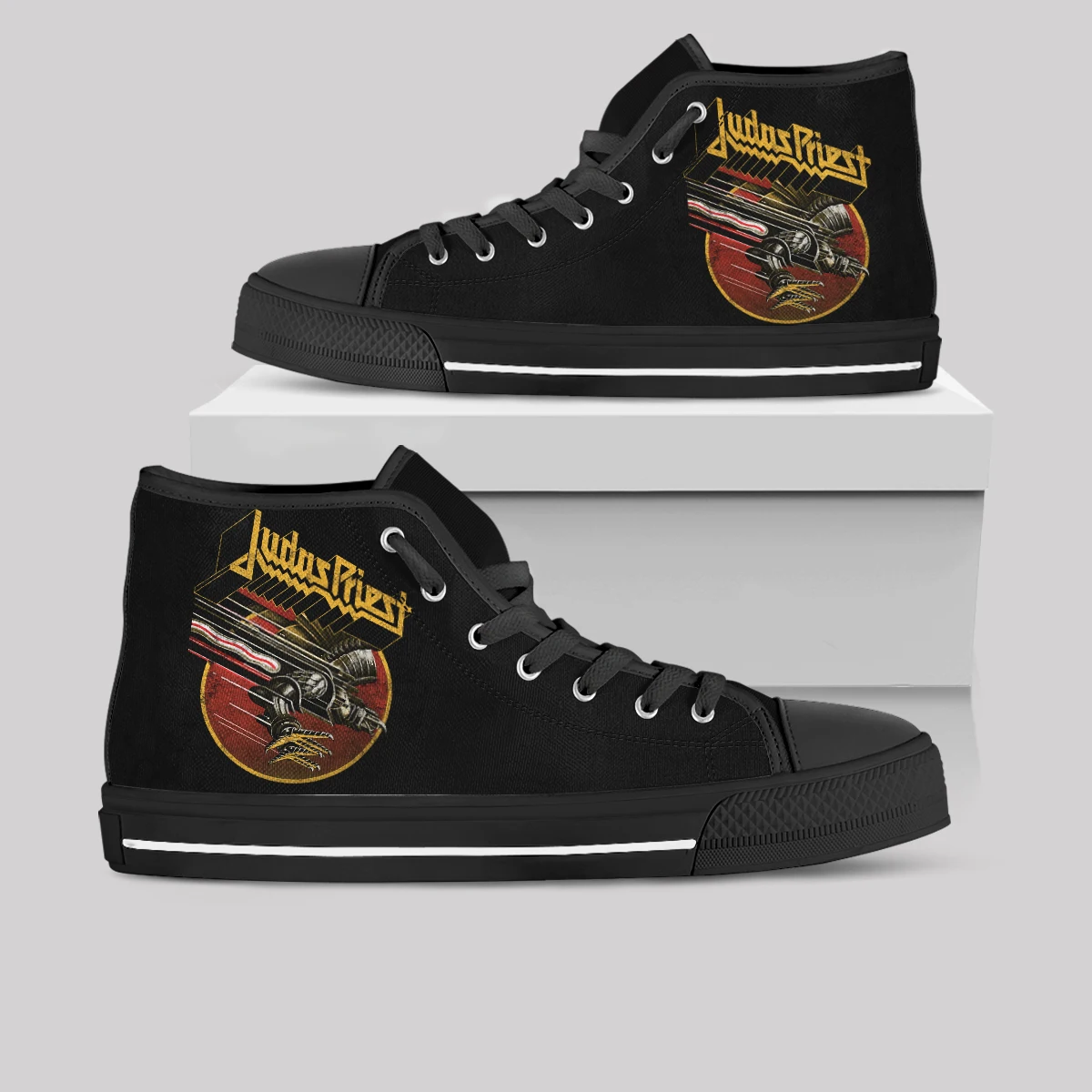 

Hot Summer Judas Priest Fans Arrive Fashion Lightweight High Top Canvas Shoes Men Women Fashion Casual Shoes Breathable Sneakers