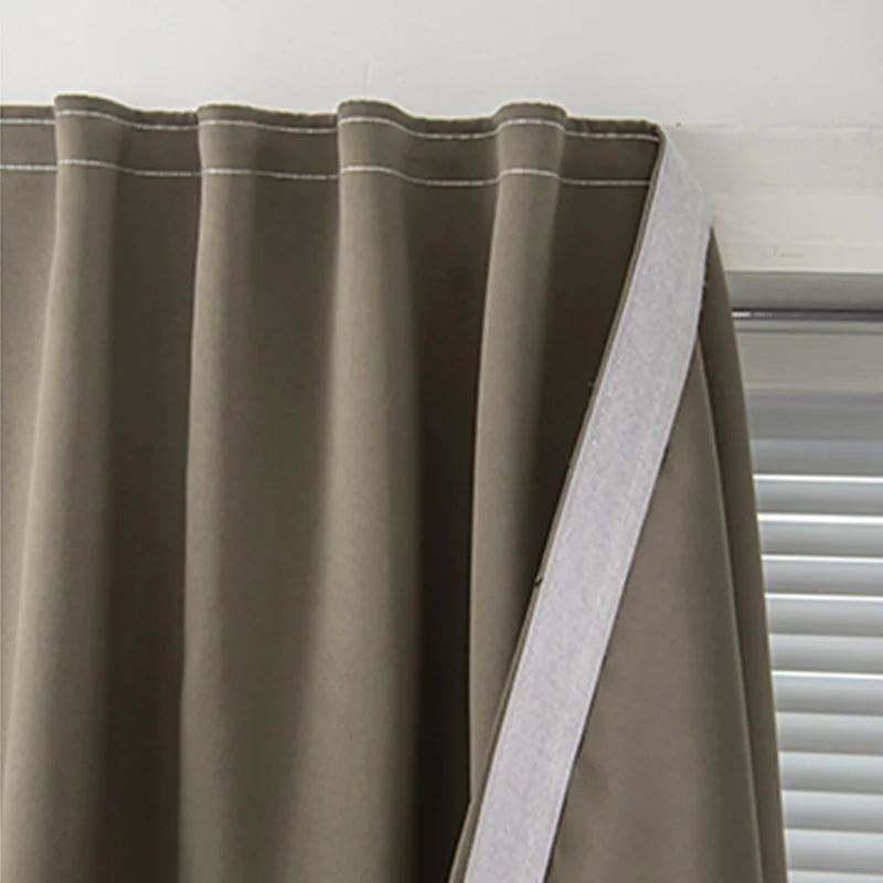

Punch Free Velcro Blackout Window Curtains Anti UV Light Easy Install Self-Adhesive Shading Drape for Living Room Bedroom TJ7275