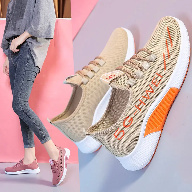 New Korean Version of Women's Shoes Fashion Comfortable Walking Sneakers Women's Breathable Mesh Leisure Running Shoes