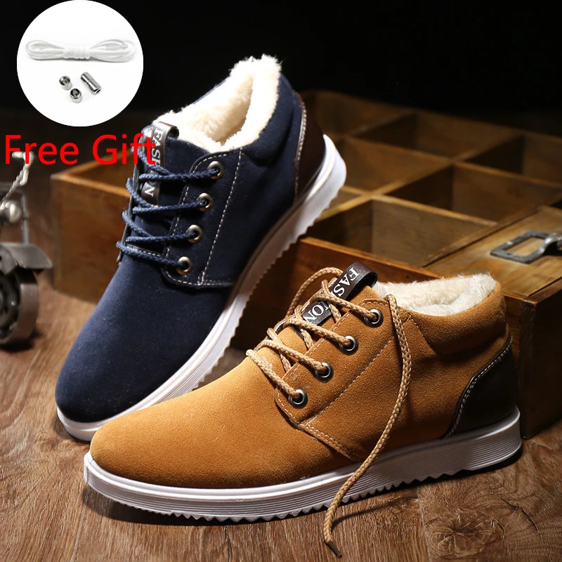 

Autumn Winter New Snow Boots Solid Color Tooling Cotton Shoes Men Fleece Warm Cotton Shoes Non-slip Martin Boots Free Shipping