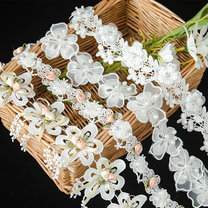 

2/5 Yard Flower Lace Trim For Knitting Wedding Embroidered Lace Edge Trim Ribbon DIY Handmade Patchwork Sewing Supplies Crafts