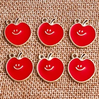 10pcslot 17x19mm cartoon enamel fruit apple charms for making drop earrings pendant necklaces diy keychains jewelry findings