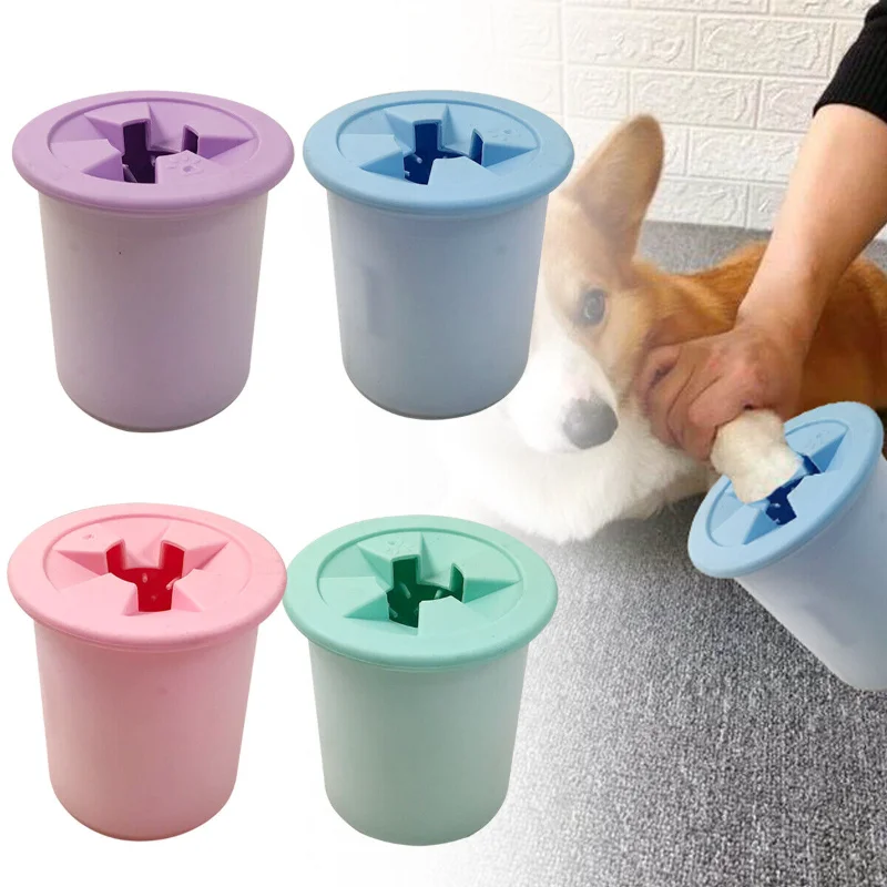 Dog Cat Paw Cleaner Cup Portable Pet Foot Washer Puppy Kitten Dirty Paw Cleaning Cup Soft Silicone Foot Wash Tool